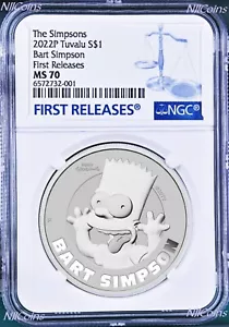 2022 Bart Simpson Simpsons $1 1oz .9999 Silver COIN NGC MS70 FR - Picture 1 of 2