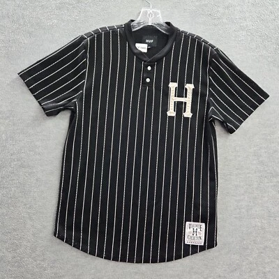 Camisa de béisbol Huf Worldwide para hombre S negra a rayas con logotipo de malla manga corta Foto 1 de 4
