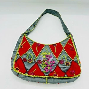 FSP SFP Hand Beaded Cherry Purse Extra Beads Boho Festive Diamonds - Picture 1 of 9