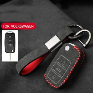 Full Suede Covered Key Fob Remote Protector Holder Cover Case For Volkswagen F - Picture 1 of 8