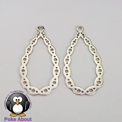 PANDORA Compose Earrings Lacey Teardrop Bubble Hoop Drops Silver 290641  - Image 1 of 4