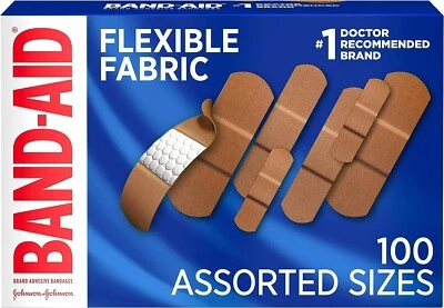 100 curitas Johnson & Johnson de tela flexible surtidas 100/bx Foto 1 de 4