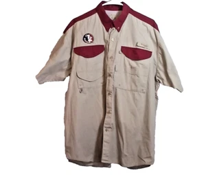 Columbia Vented Shirt Mens Medium Burgundy Beige FSU Florida State Seminole #638 - Picture 1 of 6