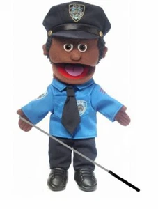 Silly Puppets Polizist (Afroamerikaner) Handschuh Puppe Konvolut 14 Zoll mit Armstange - Bild 1 von 4