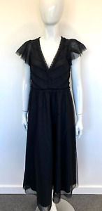 Boden Black Mesh Dress Size 12 Long Maxi Work Party RVB001 CP