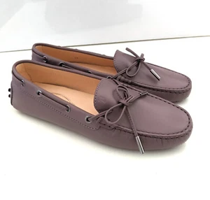 TOD'S Schuhe Gr. 38 Leder ***NEU*** LILA MAUVE MALVEN Flats Loafer Gommino Ösen - Imagen 1 de 18