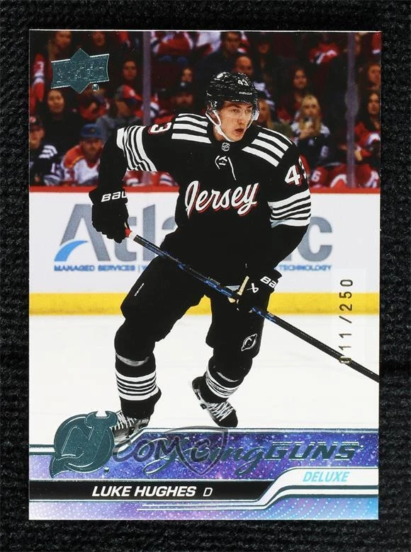 2023-24 Upper Deck Series 1 Young Guns Deluxe 11/250 Luke Hughes #248 Rookie RC
