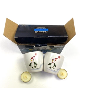 Pfaltzgraff Penguin Skate Votive Set de 2 con Tealights en Caja NUEVO Caja Abierta - Imagen 1 de 14