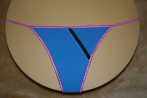 Blue G-String with a Shiny Pink Band 7 a Black Band with Hai Ye Man - M - Picture 1 of 2