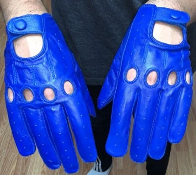 Guantes de conducción de cuero genuino para hombre dedo completo con orificios para nudillos, nuevos Foto 1 de 4