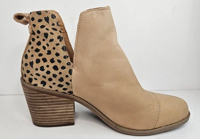Toms Everly вырез ортолит ботинок ботинки мед кожи гепард печать размер 7,5 - Изображение 1 из 4