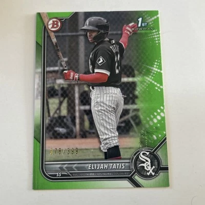 2022 Elijah Tatis 1st Bowman Paper Rookie Green RC 378 /399 Chicago White Sox  - Image 1 of 4