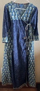 Women’s APRIL CORNELL Navy Tie Duster size Medium - Picture 1 of 5