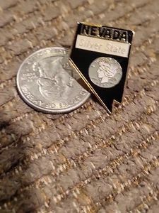 Vintage Nevada Silver State Shape Enamel Lapel Hat Pin Pinback Tie Tac - Picture 1 of 3