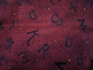 Vintage-1.5 yds x 44"-Sprinkled Alphabet Crackled Maroon Background-Debbie Mumm - Picture 1 of 3