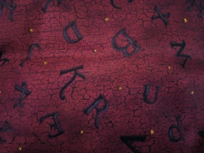 Vintage-1.5 yds x 44"-Sprinkled Alphabet Crackled Maroon Background-Debbie Mumm - Image 1 of 3