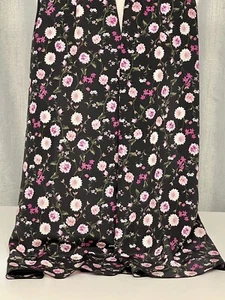 100% Mulberry Silk Scarf Floral Pink Dahlia Flowers Botanical Black - 65x180cm - Picture 1 of 7