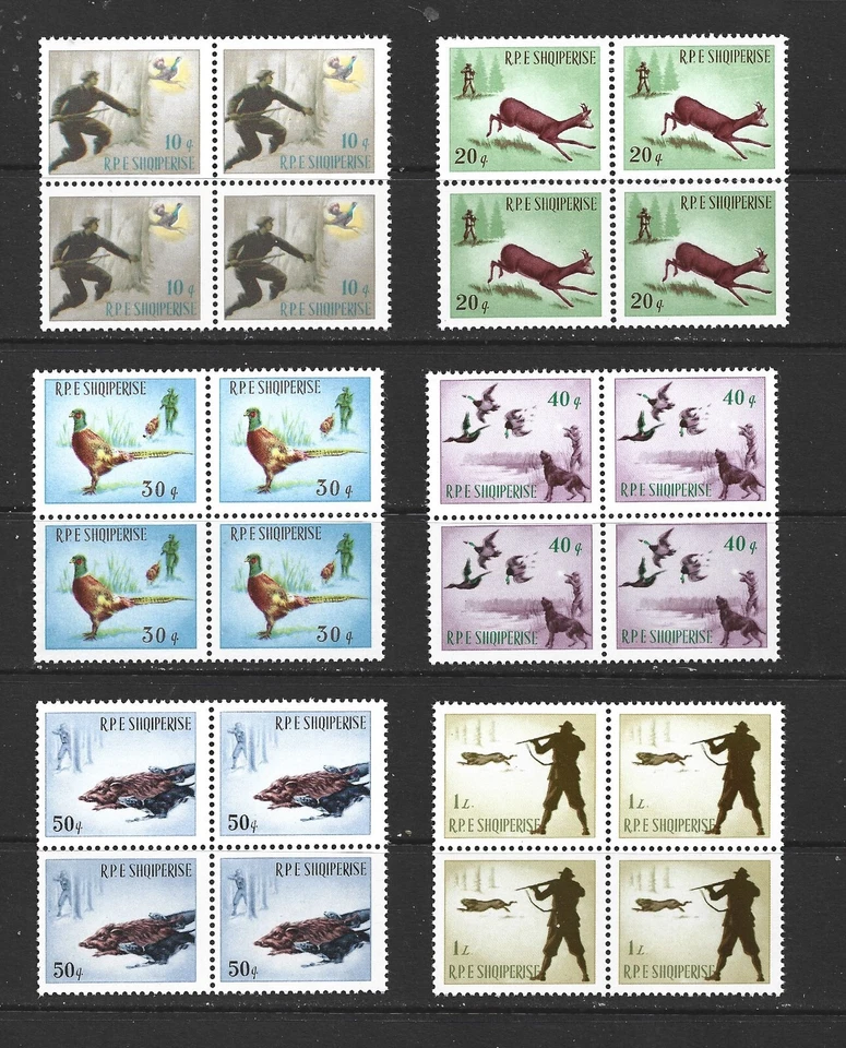 ALBANIA - 1965 HUNTING - BLOCKS OF FOUR - SCOTT 856 TO 861 - MNH - Image 1 of 1