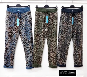 NUEVO BILLI ANIMAL PRINT JOGGERS PANTALONES PISTA PANTALONES DEPORTIVOS TALLA ÚNICA HASTA UK 14 - Imagen 1 de 25