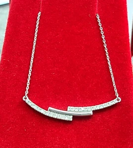 Deal! 0.20CT Natural Genuine Diamond Bar Pendant 14K Gold with Chain 17" - Picture 1 of 9