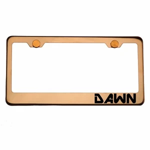 Rose Gold License Plate Frame DAWN Laser Engraved Aluminum Screw Cap - Imagen 1 de 8