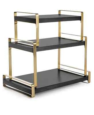 Torre de servicio moderna de 3 niveles negra y dorada Hotel Collection Foto 1 de 3