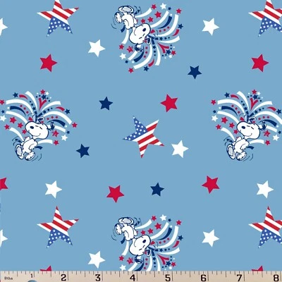 Snoopy Star Spangled Peanuts Patriotic Cotton Fabric Springs Creative - Image 1 of 2