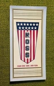 NOS Genuine Vintage ROSS Bicycle New York 5.75” WATER TRANSFER DECAL Cruiser USA - Picture 1 of 4