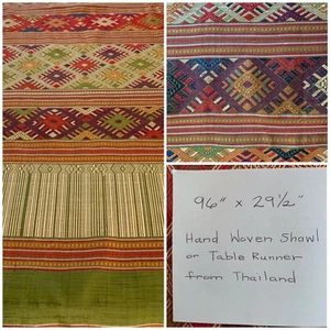 Thailand Collectible Intricately Woven Textile Shawl Table Runner - Picture 1 of 12