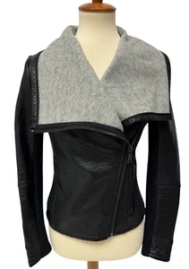 Express women's faux leather assymetrical jacket collared black zip up size XS - Picture 1 of 17