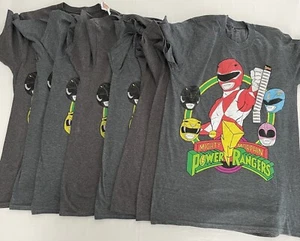 Lot of 8 Mighty Morphin Power Rangers Retro T-Shirt Gray Adult Small S 0124 - Picture 1 of 3