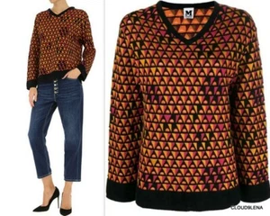 NWT M MISSONI Wool Blend Jacquard knit V- neck Loose Fit sweater MEDIUM - Picture 1 of 10