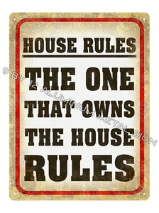 HOUSE RULES funny METAL SIGN Great Gift for Mom Dad Living room wall decor 904 - Picture 1 of 1