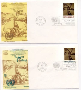 United Nations 1972 Sert Ceiling Set of 2 First Day Cover #232-33 Fleetwood Cach - Picture 1 of 2