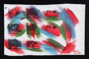 Steve Kaufman ""Eleven Bulls"" 11x18 dipinto su tela - Foto 1 di 7