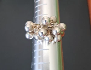 Sterling Silver Bead Ring T & Co--STYLE Size 7.5 7 1/2 Cocktail Retro Dangly - Picture 1 of 5