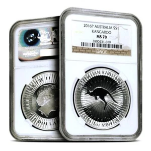 1 oz Australian Silver Kangaroo Coin MS70 (Random Year, Label, PCGS or NGC) - Picture 1 of 3