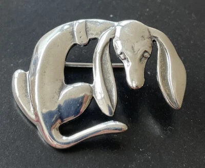 Silver Plated Dachshund, Sausage Dog, Brooch Unusual Russia Made - Image 1 of 4