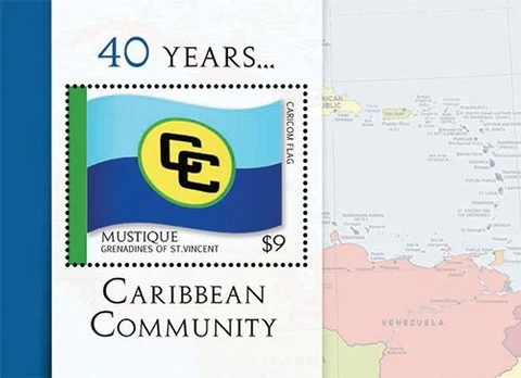 Mustique 2013 - Caribbean Community - Souvenir Sheet Stamp - MNH Cover