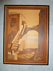 Bild Holz Intarsien Vintage Intarsienbild Einlegearbeit Italien ? Boot Treppe