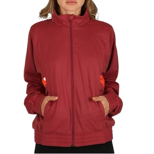 Adidas Zoe Saldana Collection Track Jacket Womens Size SMALL Berry Red Pockets - Picture 1 of 9