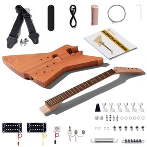 Leo Jaymz Kit Chitarra Elettrica Fai da Te - Corpo in Mogano, Collo in Mogano e Alloro... - Foto 1 di 7
