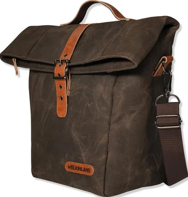 Сумка обеденная мужская WELKINLAND 6H изолированная вощеная холщовая герметичная обеденная сумка коричневая - Изображение 1 из 4