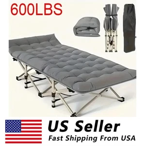 75 Inch Portable Folding Bed - Heavy-Duty, 600lb Load Capacity, Outdoor Camping - Picture 1 of 14