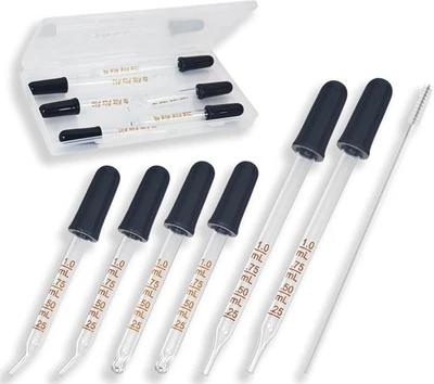 ATDCOEK 6 Pack Glass Pipette Dropper with Brush - Bent & Straight Tips 1 ml Eye Droppers