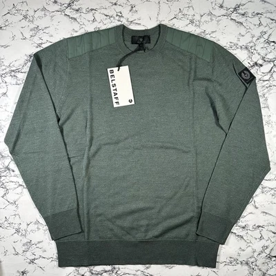 Jersey de Lana Belstaff Para Hombres Atlas Verde Roslare TALLA GRANDE NUEVO CON ETIQUETAS Auténtico Foto 1 de 4