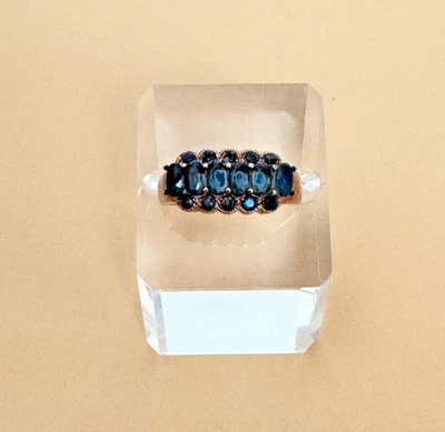 London Blue Topaz Multi Gemstone Rose Gold Ring SZ.8 ~ 621 - Image 1 of 4