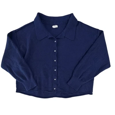 Anthropologie Pilcro Size 3X Navy 100% Cashmere Button Up Cozy Cardigan Sweater - Image 1 of 4