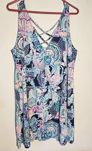 Abito Lilly Pulitzer, XL, spalline incrociate incrociate, senza maniche, spiaggia tropicale boho! - Foto 1 di 7