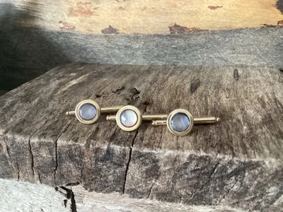 Vestido Vintage FOSTER Spring Loaded Gris Madreperla Tachuelas Esmoquin Botones x3 Foto 1 de 4